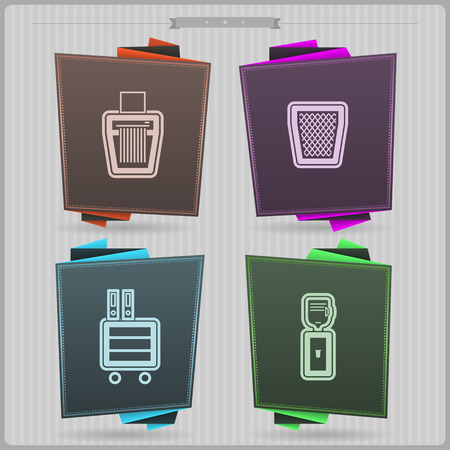 Office Supply Objects - ruler, Shredder, Bin, Cupboard, Water dispenser.のイラスト素材