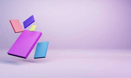 3D rendering of an abstract rectangular cube shape. Modern Background
