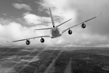 Plane clouds on the blue sky backgroundの写真素材