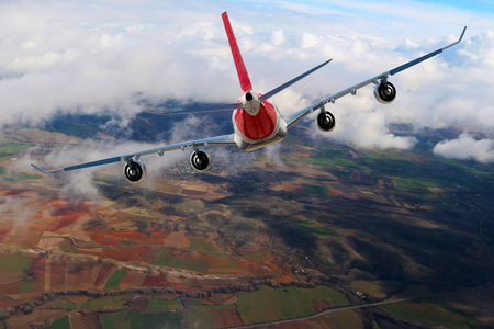 Plane clouds on the blue sky backgroundの写真素材