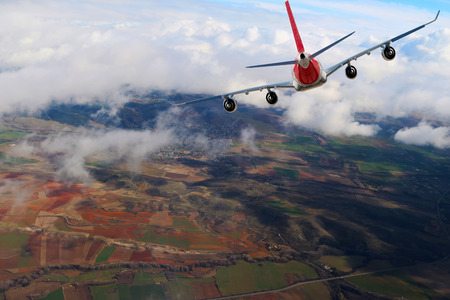 Plane clouds on the blue sky backgroundの写真素材