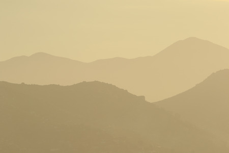 Silhouette of Ensenada hills taken before sunriseの写真素材