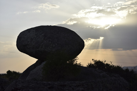 Gigantic stone with dinosaur egg shapeの写真素材