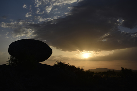 Gigantic stone with dinosaur egg shapeの写真素材