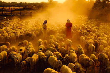 Art photo: Girls are raising more than 1000 sheep (Viet Nam). In Ninh Thuáº­n, there is a sheep...