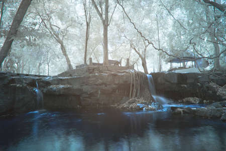 Infrared landscape photo: waterfall number 4 (Vietnam)の写真素材
