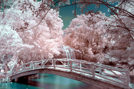 Infrared landscape photo: Prenn waterfall in in Viet Namの写真素材