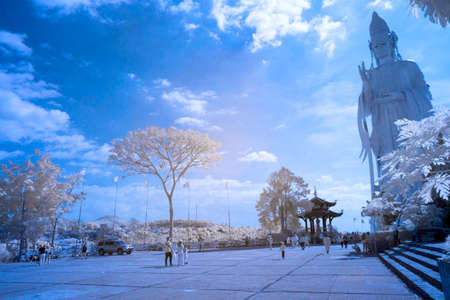 Infrared landscape photo: Linh An pagodaの写真素材