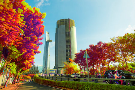 Time: July 01, 2021. Location:Viet Nam. Content: Through infrared light, the author noticed that the scene had an interesting color change.のeditorial素材