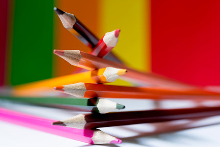 Time: Tuesday morning, October 8, 2021. Location: Ho Chi Minh city. The author wants to show the beautiful drawing of the pencils with different colors.のeditorial素材