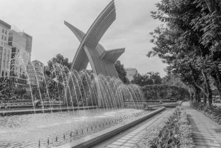 Landscape photo film: welcome to the entrance to Hoang Van Thu Park. Time: Friday morning, January 7, 2022. Location: Ho Chi Minh city.の写真素材