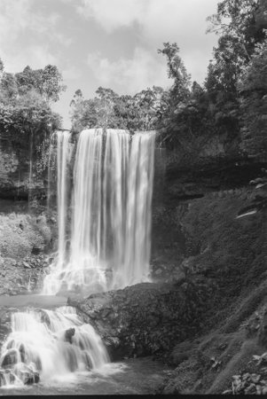 Landscape photo film: Dambri waterfall. Time: Saturday, January 1, 2021. Location: Bao Loc city, Lam Dong province.のeditorial素材