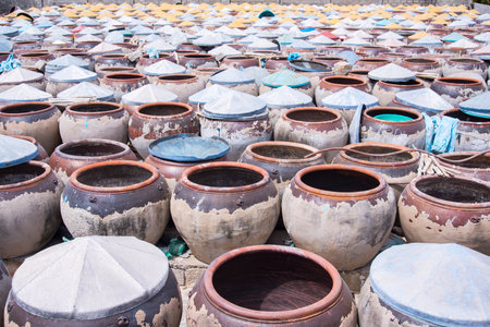 Photo of traditional craft villages: jars containing fish sauce. Time: Sunday morning, February 6, 2022. Location: Binh Thuan provinceのeditorial素材