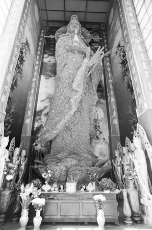 Black and white landscape photo film: Linh Phuoc pagoda. Time: March 5, 2022. Location: DaLat city.  Da Lat is a famous tourist city in Vietnamのeditorial素材