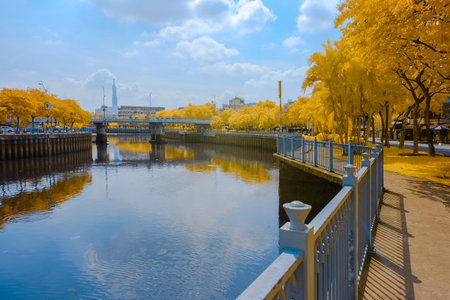 Landscape photo infrared: landscapes in the central area of Ho Chi Minh City. Time: March 30, 2022. Location: Ho Chi Minh City.のeditorial素材