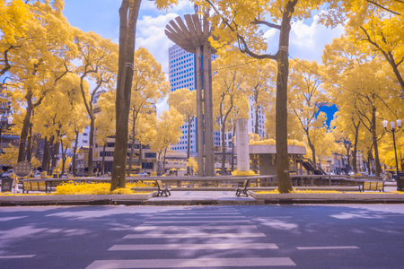 Landscape photo infrared: landscapes in the central area of Ho Chi Minh City. Time: March 30, 2022. Location: Ho Chi Minh City.のeditorial素材