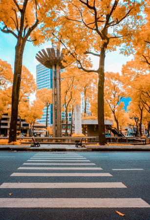 Landscape photo infrared: landscapes in the central area of Ho Chi Minh City. Time: March 30, 2022. Location: Ho Chi Minh City.のeditorial素材