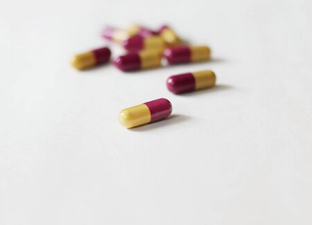 red-yellow capsule medicineの写真素材
