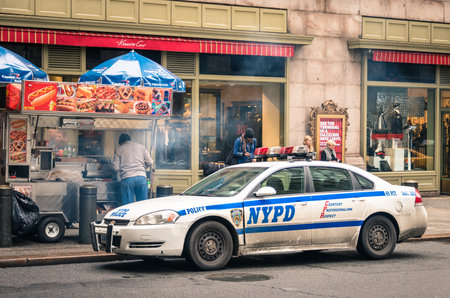 NEW YORK CITY - 22 DECEMBER, 2013: NYPD car parked at Grand Central Station in Manhattan downtown; established in 1845, NYPD is the largest municipal police force in the United States.のeditorial素材