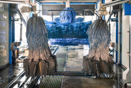 Modern automatic Carwash with blue Brushesの写真素材