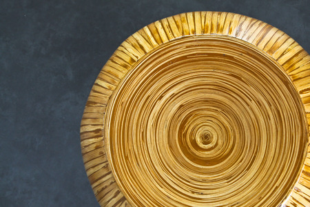 Top view of a round bamboo chair with circle pattern