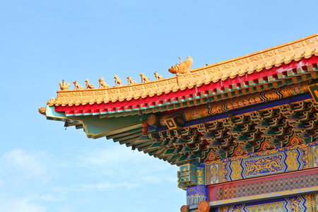 Decorative eaves of chinese temple, Thailand