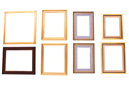 Isolated blank painting frames on white backgroundの写真素材