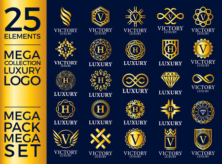 Great Luxury Set, Royal and Elegant Logo Design Template Vector Eps 10のイラスト素材