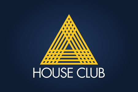 'House Club' icon with yellow overlapping triangles on dark background, Logo Vector Design Eps 10のイラスト素材