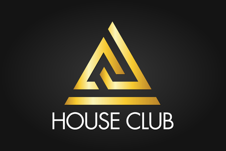 'House Club' icon with yellow or gold triangle design on dark background, Logo Vector Design Eps 10のイラスト素材