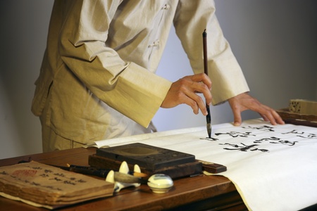 A Chinese calligrapher at workの写真素材