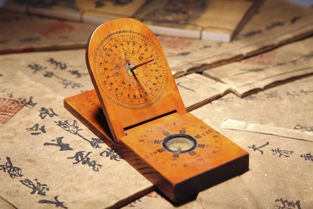 Closeup of ancient chinese sundial