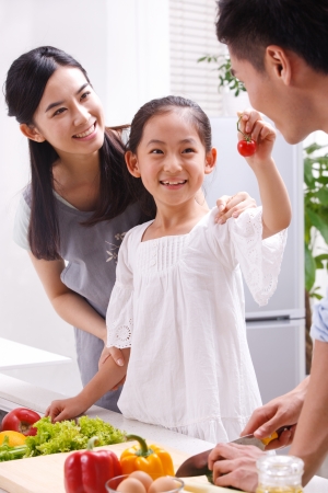 family in kitchenの写真素材