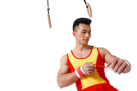 A shot of sport player and isolated on whiteの写真素材