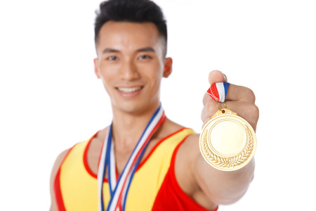 A shot of sport player and isolated on whiteの写真素材