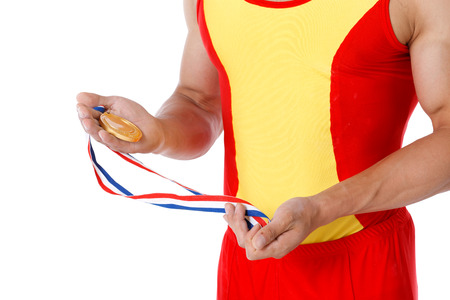 A shot of sport player and isolated on whiteの写真素材