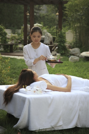 A shot of Young woman enjoying Spa treatmentの写真素材