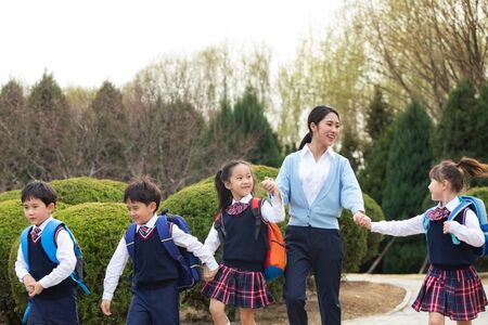 Students and teachersの写真素材