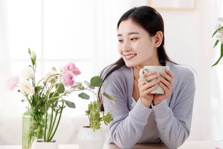 Young women and flowers