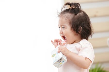 Lovely baby drink milkの写真素材