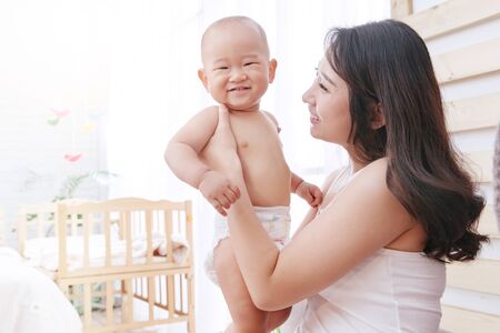 Happy mother and son