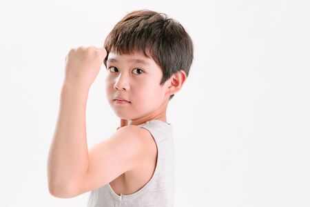strong lovely little boyの写真素材