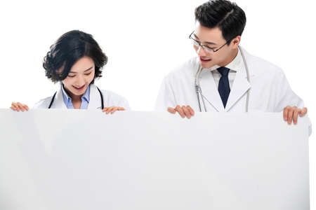 Young doctors with a whiteboard