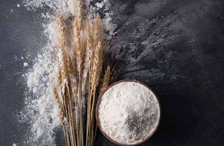A bowl of flour and grainの写真素材