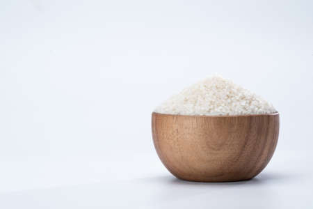 Under the background of white a bowl of riceの写真素材