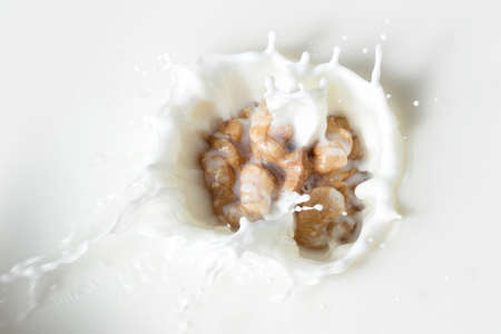 diversified nutrition breakfast with milkの写真素材