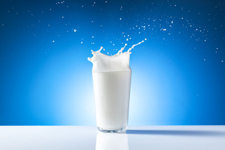 splashed milk close-upの写真素材