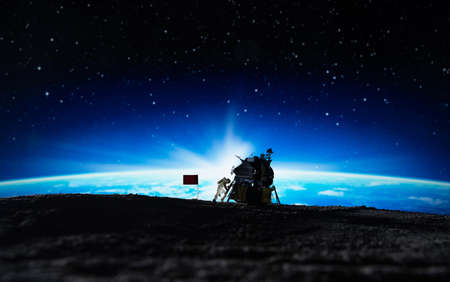 Astronaut on the background of the planet Earth.の写真素材