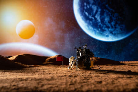 Astronautcience fiction scene. 3D renderingの写真素材