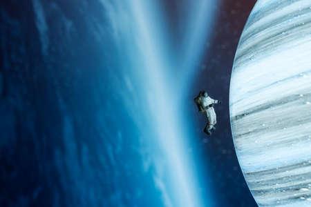 Astronaut in outer space. Science fiction. 3D renderingの写真素材